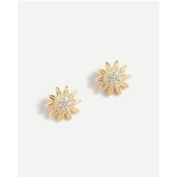 J. Crew Demi-Fine 14k Gold Plated Sterling Silver Sunflower Earrings - Picture 3 of 7